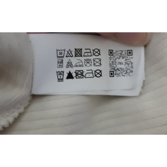 Zara Ribbed Short Sleeve Polo Shirt Beige M - Picture 7 of 8